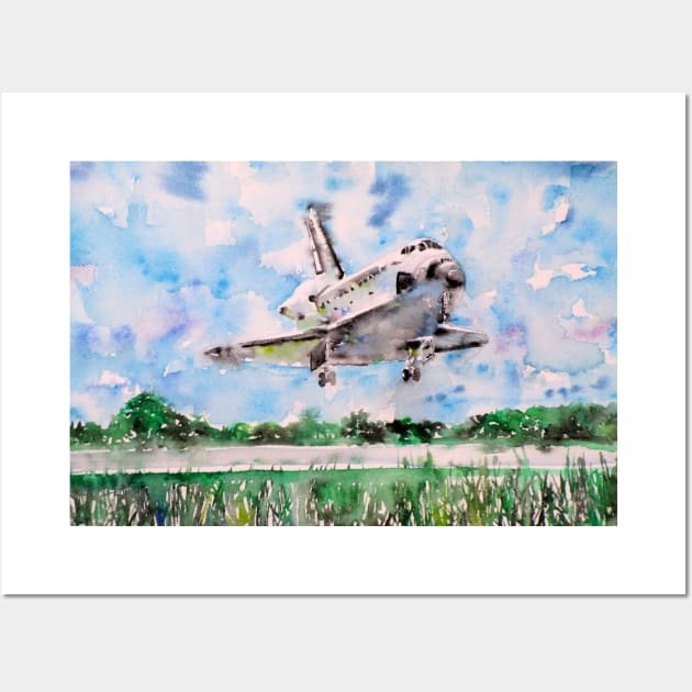 SPACE SHUTTLE LANDING - watercolor painting Wall Art by lautir